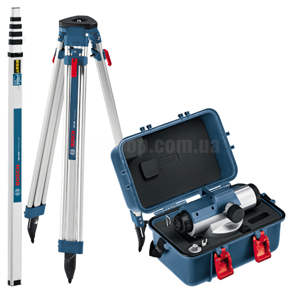 Нівелір оптичний Bosch GOL 26 D Professional - комплект зі штативом BT 160 і рейкою GR 500 Нівелір оптичний Bosch GOL 26 D Professional - комплект зі штативом BT 160 і рейкою GR 500